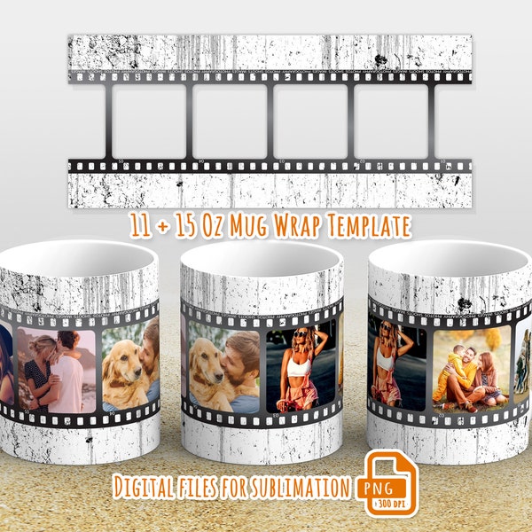 Photo frame png wrap, Photo mug wrap png, Picture mug template for sublimation 11 and 15 oz, photo frame mug