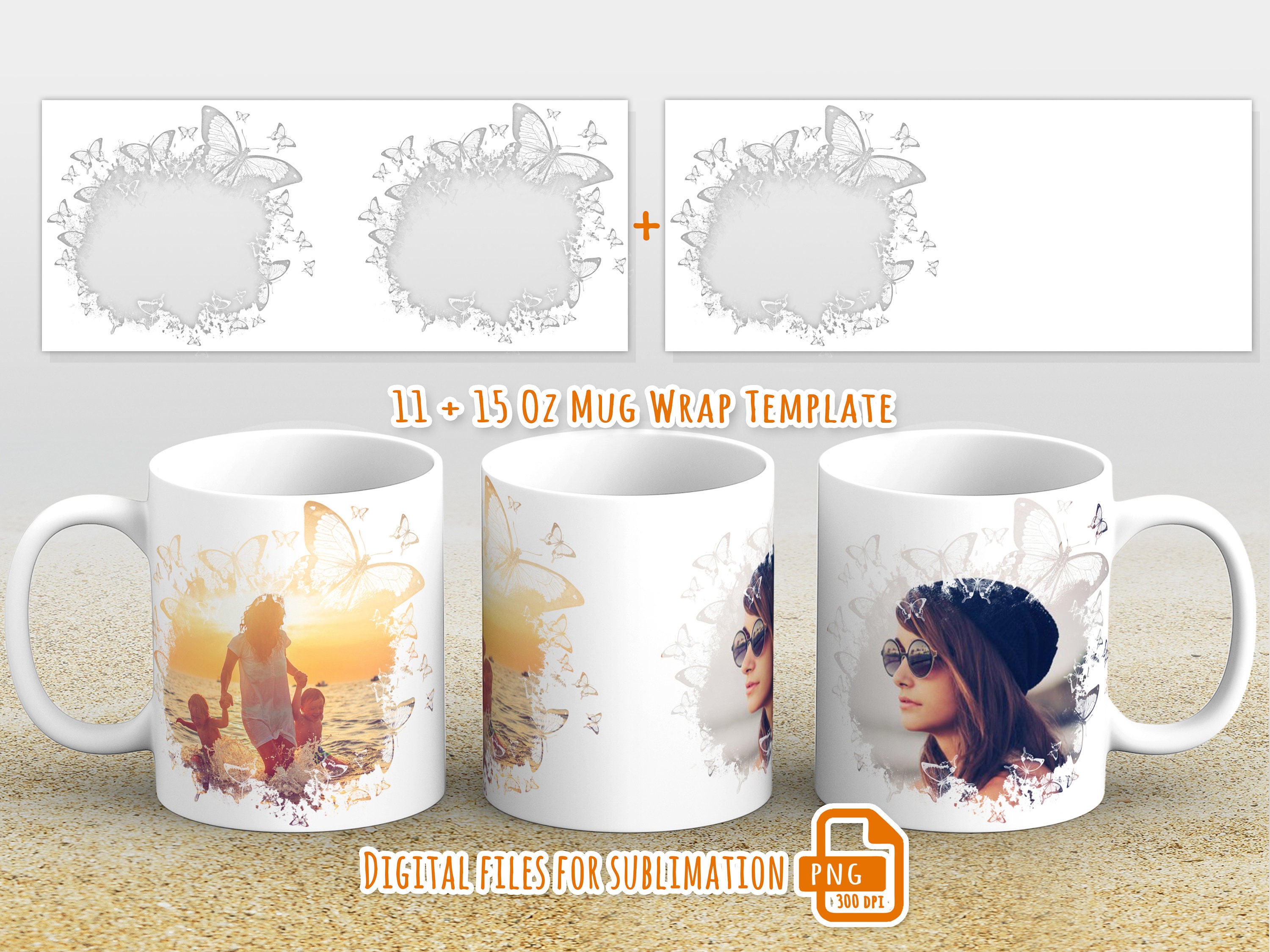 Sublimation Designs for Mugs Photo Frame. Sublimation Mug Template. Mug  Design. PNG 300DPI. Photo Frame Mug Template. 