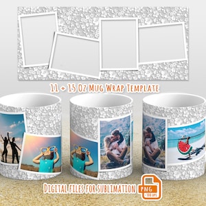 Photo mug wrap png, Picture mug template for sublimation 11 and 15 oz, mug wrap with photo