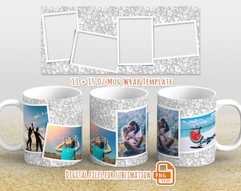 Fotobecher wickeln png, Bildbecherschablone für Sublimation 11 und 15 oz, Becherwrap mit Foto