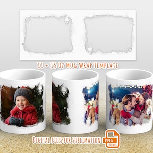 Tazza fotografica con stampa png, modello di tazza fotografica per sublimazione da 11 e 15 once
