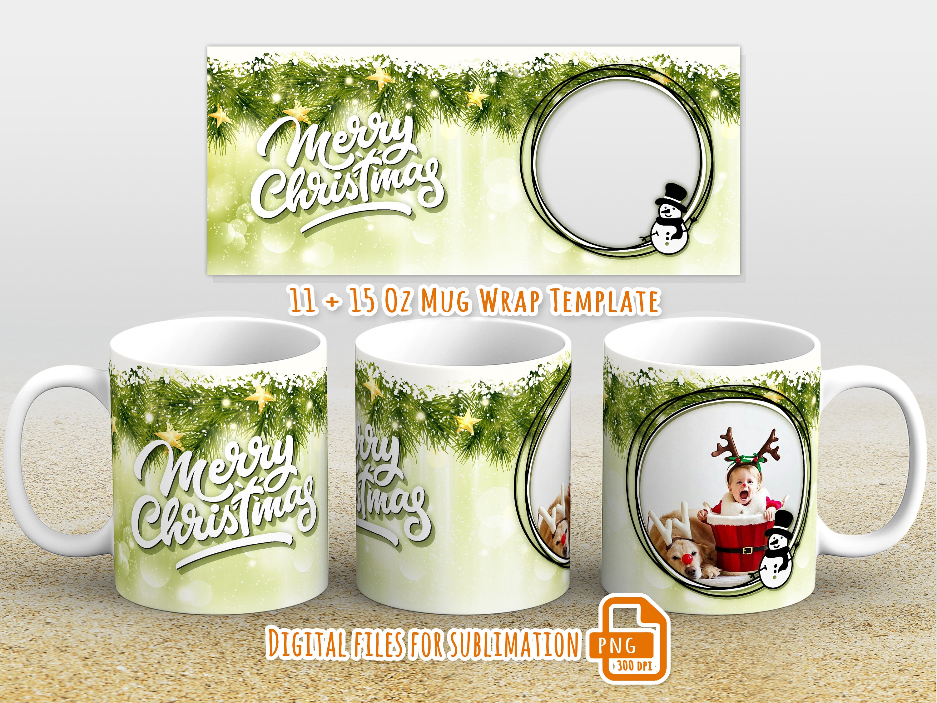 5 Cute Christmas Sublimation Template 11oz 15oz Mug - Inspire Uplift