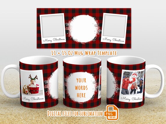 11 & 15 Oz Photo Sublimation Mug Template, Cricut Mug Press Sublimation  Wrap, Christmas Mug Sublimation Designs, Mug PNG, Mug Wrap Download 
