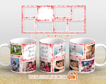 Picture mug template, Photo mug wrap png, Picture mug template for sublimation 11 and 15 oz
