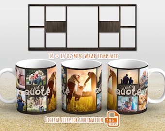 Fotobecher wickeln png, Bildbecherschablone für Sublimation 11 und 15 oz, Becherwrap mit Foto