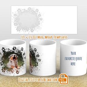 Modello di tazza con foto di cane png, modello di tazza con foto png, modello di tazza con foto per sublimazione da 11 e 15 once