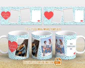 Fotorahmen png Wrap, Bildbecher Vorlage für Sublimation 11 und 15 oz