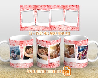 Photo mug wrap png, Picture mug template for sublimation 11 and 15 oz, mug wrap with photo
