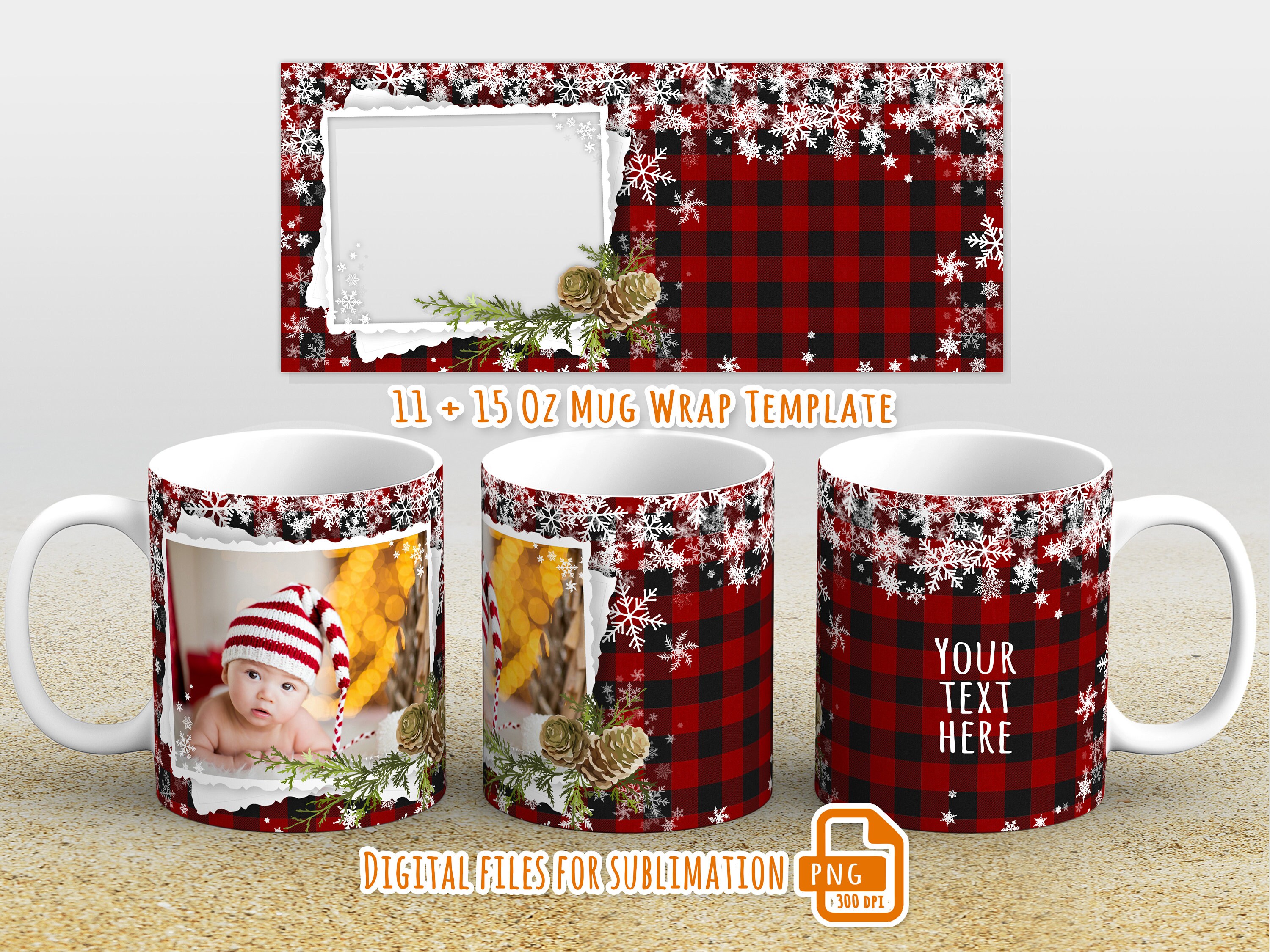 11 & 15 Oz Photo Sublimation Mug Template, Cricut Mug Press Sublimation  Wrap, Christmas Mug Sublimation Designs, Mug PNG, Mug Wrap Download 