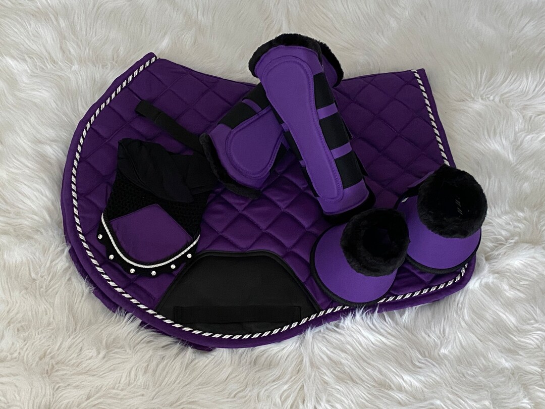 Purple Saddle Pad Fly Veil Brushing Boots and Bell Boots Etsy