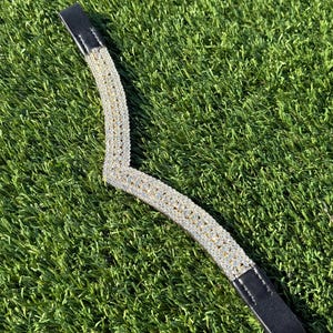 5 Row Silver Crystal V-Shape Browband