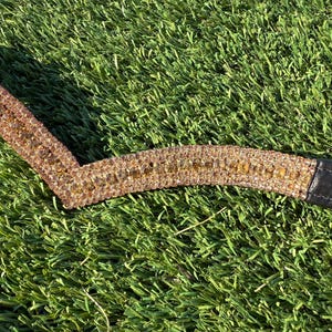 5 Row Gold and Bronze Crystal V-Shape Browband