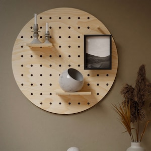 Pegboard Circle / Shelf / Plywood Wall Organizer