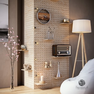 Pegboard panel 100x50 cm / Wall Plywood Pegboard Panel / Wall Organization / Wall Panel