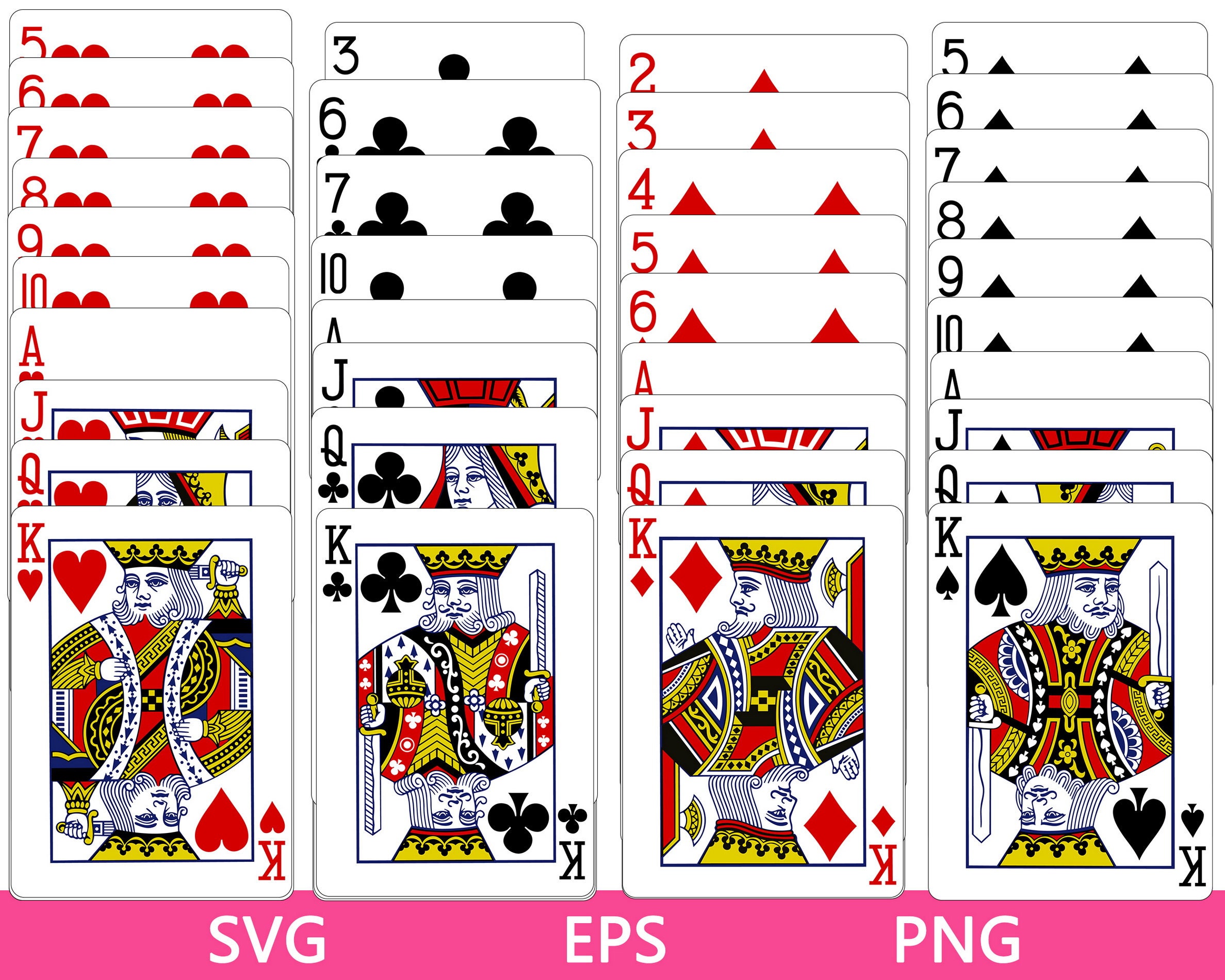 Full Deck Playing Cards, Playing Cards SVG, Sticker Design, Hand