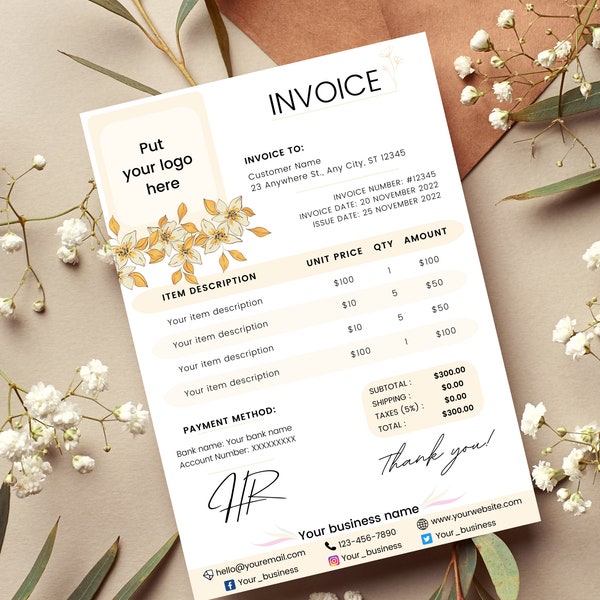 Canva invoice png etsy