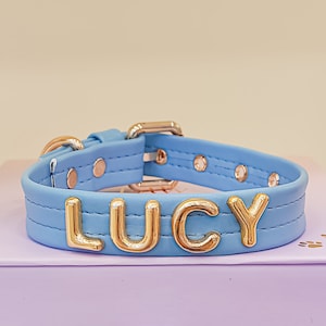 Personalisiertes Hundehalsband, Leder Baby Blau Hundehalsband, Bling Hundehalsband, Benutzerdefinierte Name Hundehalsband, Designer-Hundehalsband, Hundeschmuck
