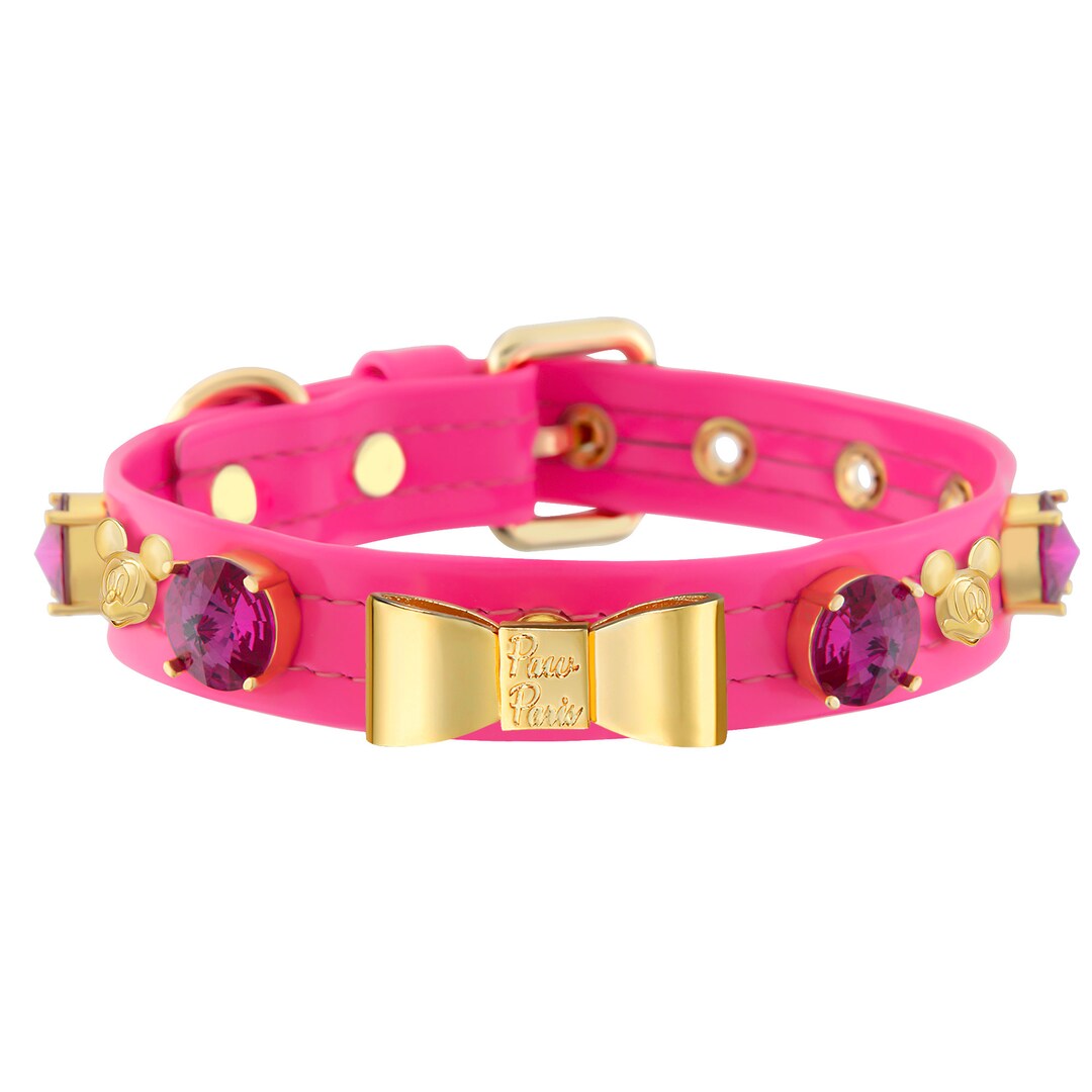 Hot Pink Dog Collars With Swarovski Crystals, Mickey Dog Collar, Dog
