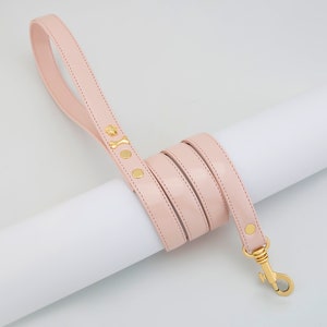 Lichtroze hondenriem, leren hondenriem, designer hondenriem, puppyriem, handgemaakt, klein, meisje, jongen, hondenaccessoires