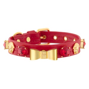 Red - Luxury Designer Monogram Empreinte Leather Dog Collar