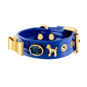 Electric Blue Leather Dog Collar, Swarovski Crystal Dog Collar, Cute Dog Collar With Name, Custom Dog Collar, Small Diamond Dog Collar