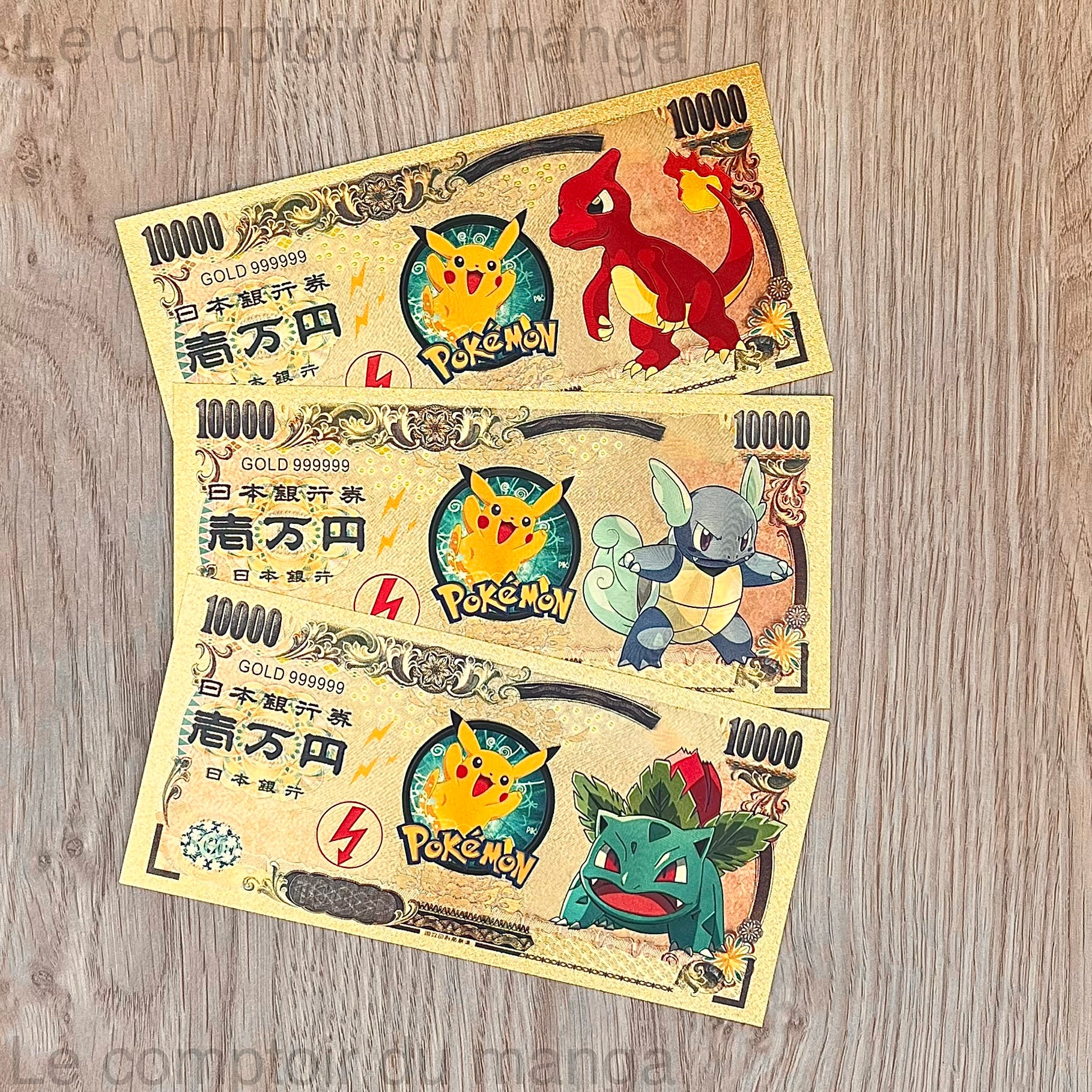 Carte Pokémon Gold Métal - Florizarre, Dracaufeu & Tortank
