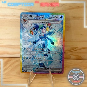 Glaceon EX 150/131 - SV8a Prismatic Evolutions - Versão em inglês - Holográfico texturizado - Proxy - Alta qualidade
