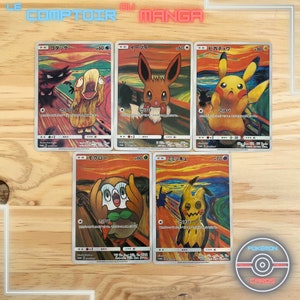 Munch Promo Pikachu Psyduck Mimikyu Eevee Rowlet - Promo SM-P - Lot - Version Japonaise - Holographique & Texturés - Proxy - Haute Qualité