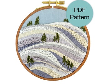 Winter Snowy Landscape Hand Embroidery Pattern - PDF Instant Download for Advanced Beginners and Intermediate Stitchers