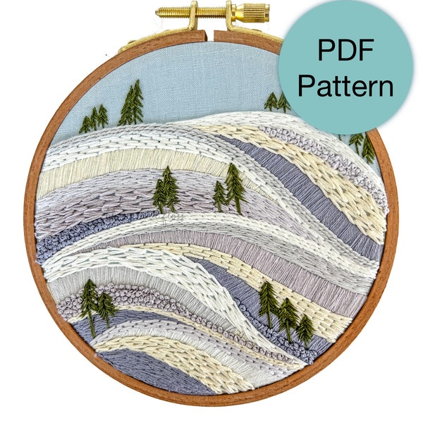 Winter Snowy Landscape Hand Embroidery Pattern - PDF Instant Download for Advanced Beginners and Intermediate Stitchers