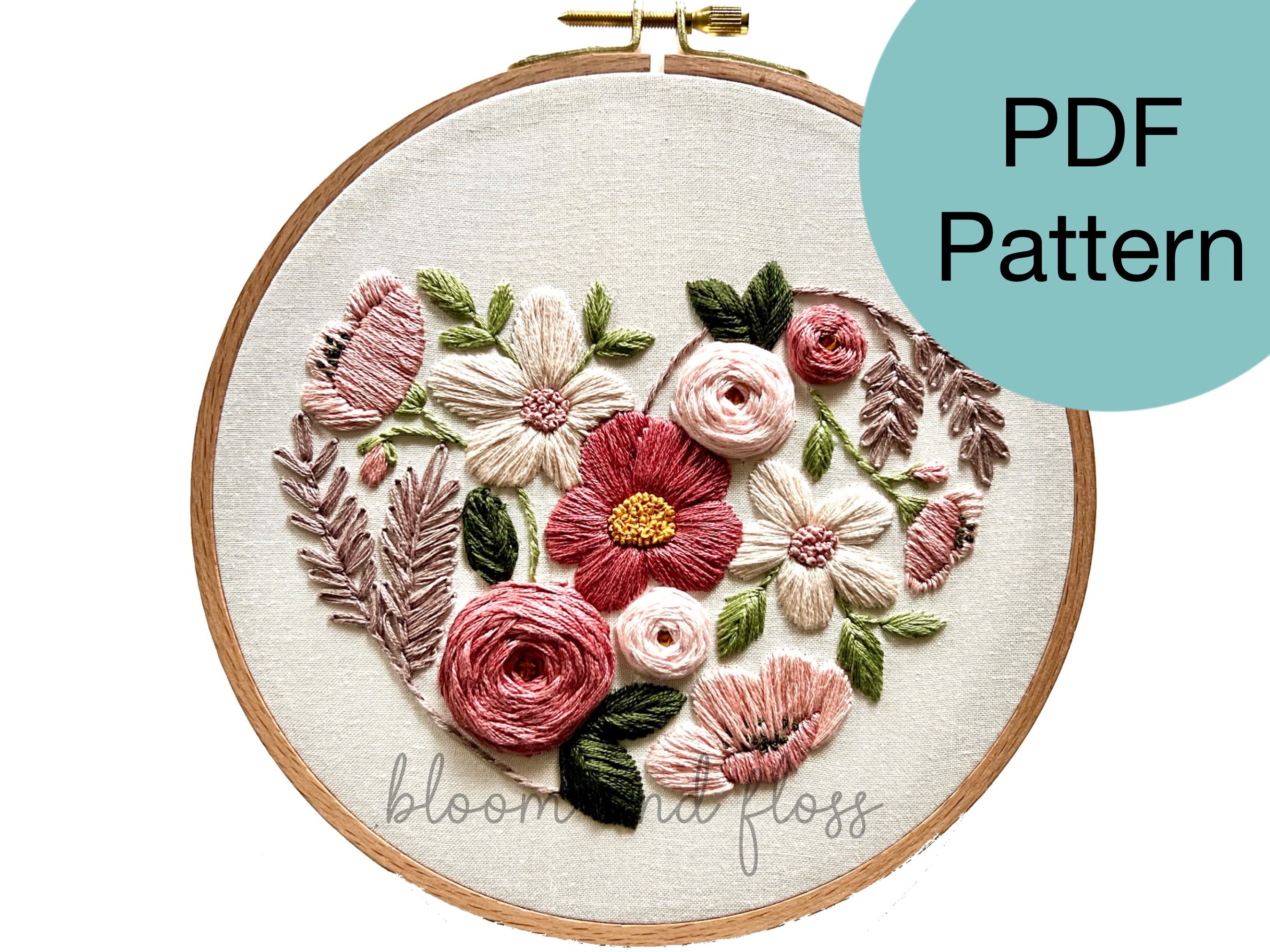 Embroidery Kit Dreamy Florals With Heat Erasable Stamped -  Norway