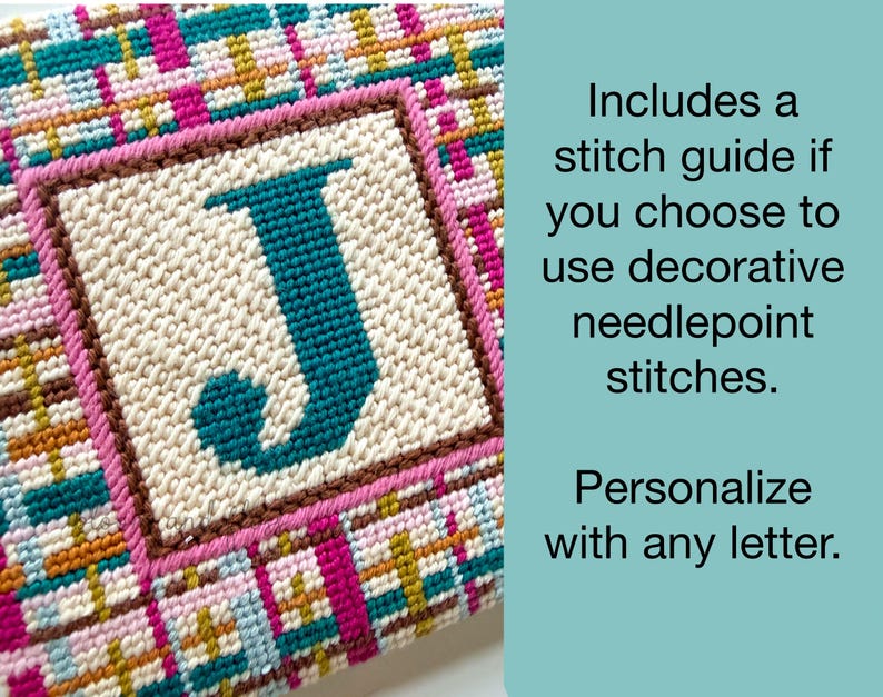 Process Chart Pink Monogrammed Woven Square for Needlepoint and Cross-stitch – Digital ...