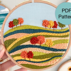 Autumn Landscape Hand Embroidery Pattern - PDF Instant Download for ...