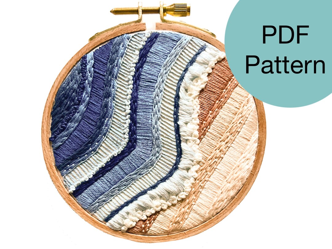 Beach.read Pattern Abstract Beach Hand Embroidery Pattern: Ocean Waves (PDF Download) - Etsy