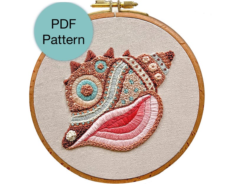 Ornate Conch Shell Embroidery Pattern - PDF Instant Download for ...