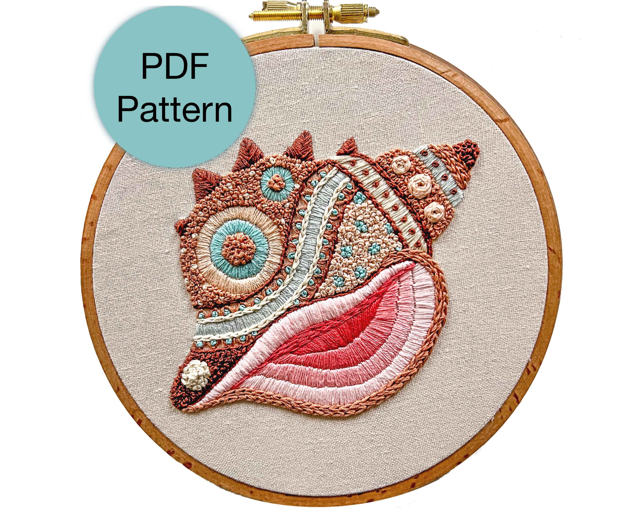 Pattern On A Conch Shell Ornate Conch Shell Embroidery Pattern - PDF Instant Download for ...