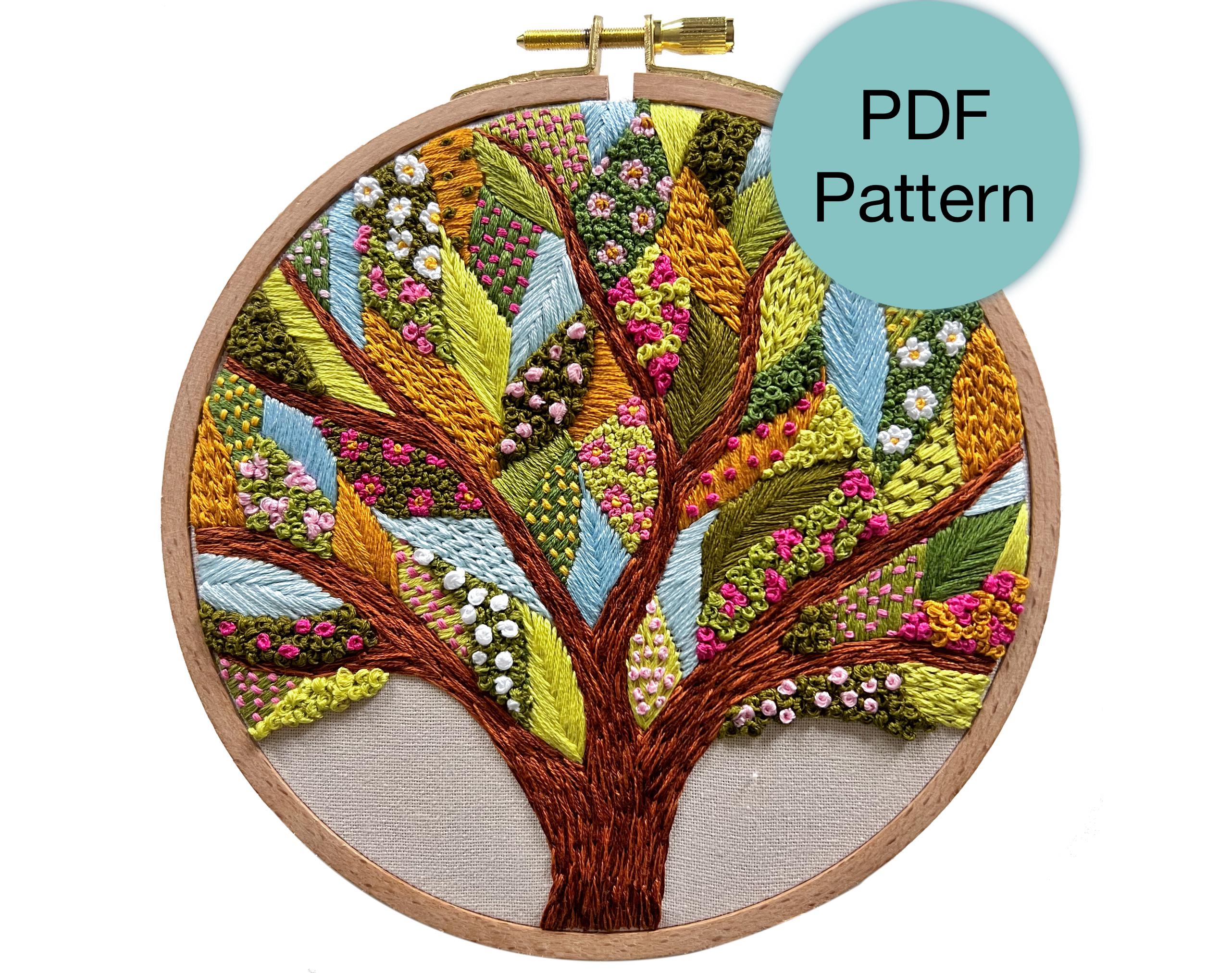 Abstract Tree Hand Embroidery Pattern - PDF Instant Download With Step by Step Instructions for Experienced Stitchers