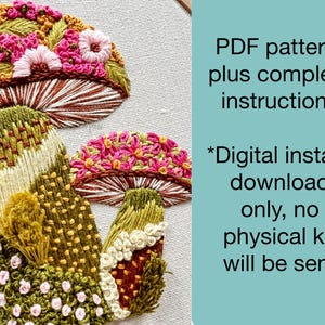 Handbroderimönster med texturerat blommigt svampmönster - PDF-nedladdning direkt för avancerade nybörjare och medelsvåra broderare bild 3