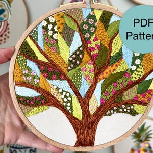 Abstract Tree Hand Embroidery Pattern - PDF Instant Download With Step ...