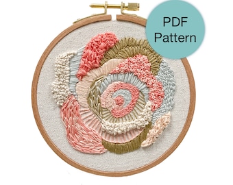 Abstract Rose Embroidery Pattern - PDF Instant Download for Advanced Beginners and Intermediate Stitchers