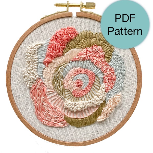 Abstract Rose Embroidery Pattern - PDF Instant Download for Advanced Beginners and Intermediate Stitchers