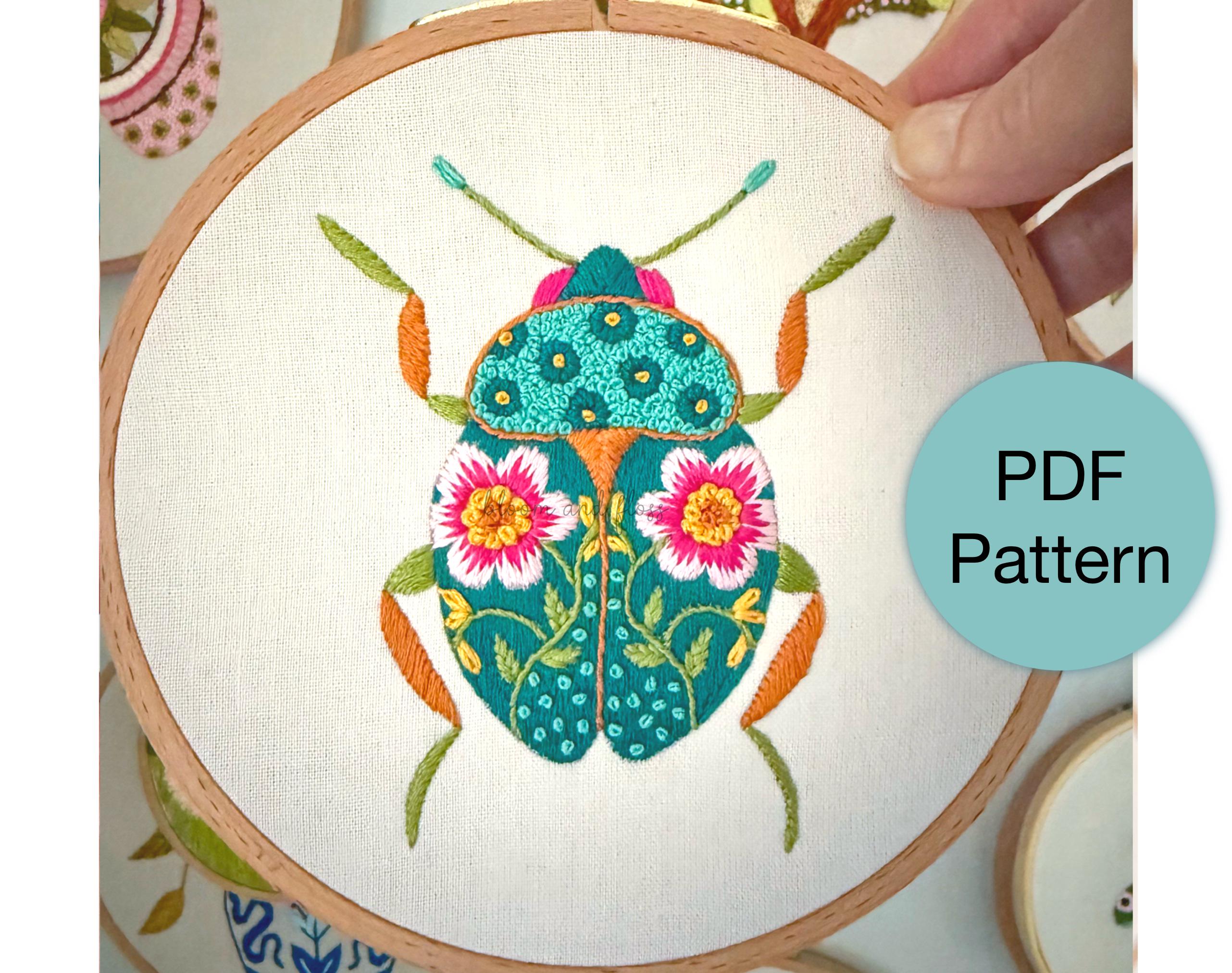 Botanical Beetle Hand Embroidery Pattern - PDF Instant Download for ...