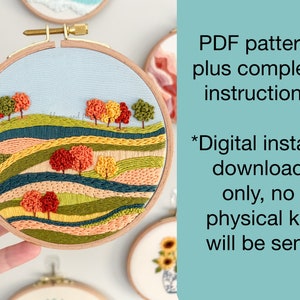Autumn Landscape Hand Embroidery Pattern - PDF Instant Download for ...