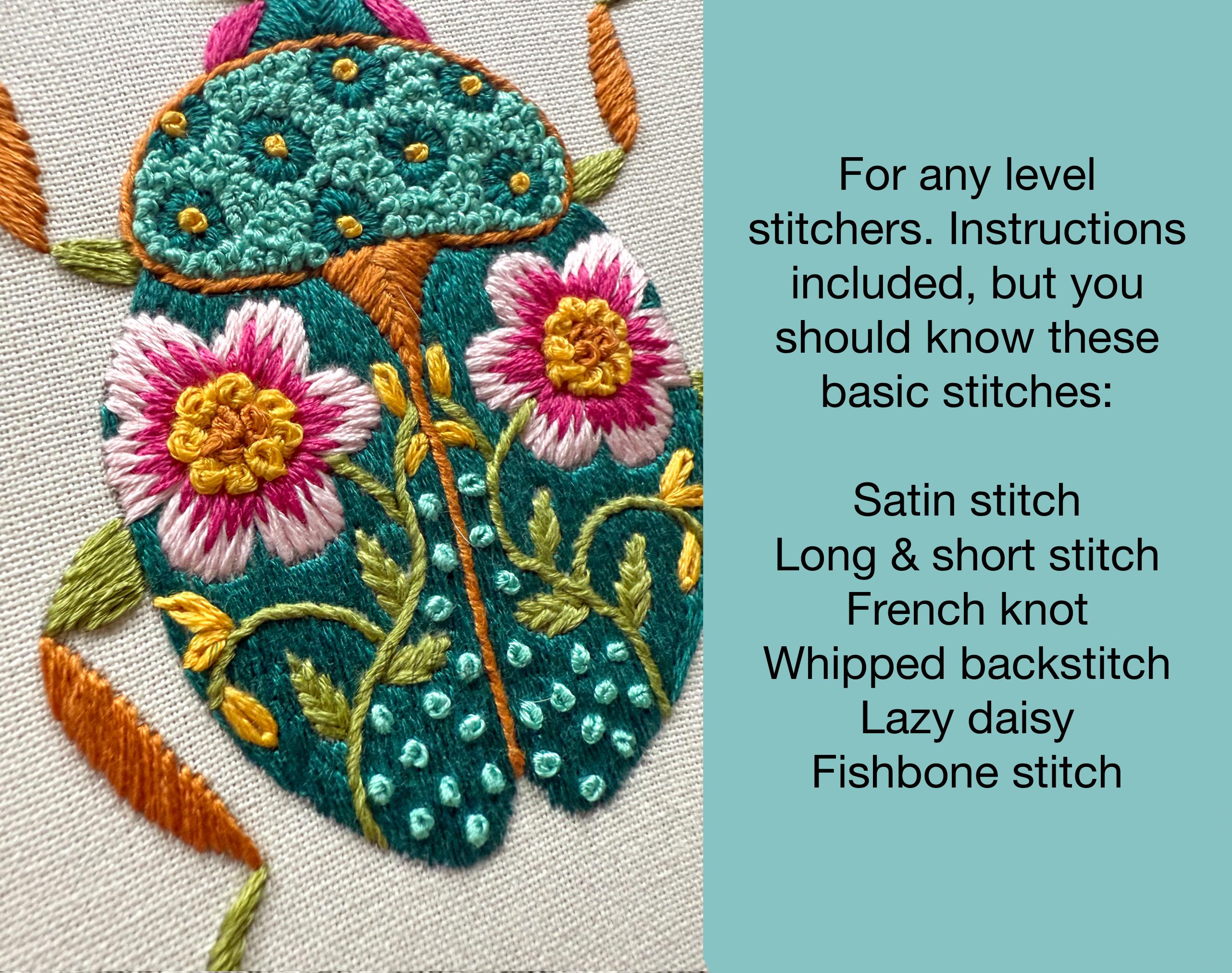 Botanical Beetle Hand Embroidery Pattern - PDF Instant Download for ...