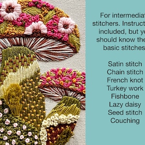 Handbroderimönster med texturerat blommigt svampmönster - PDF-nedladdning direkt för avancerade nybörjare och medelsvåra broderare bild 4