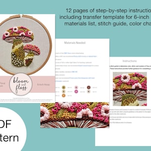 Handbroderimönster med texturerat blommigt svampmönster - PDF-nedladdning direkt för avancerade nybörjare och medelsvåra broderare bild 5