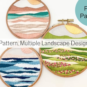 Multi Landscape Embroidery Pattern - PDF Instant Download - Create Multiple Designs From One Pattern