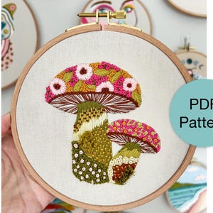 Handbroderimönster med texturerat blommigt svampmönster - PDF-nedladdning direkt för avancerade nybörjare och medelsvåra broderare bild 2