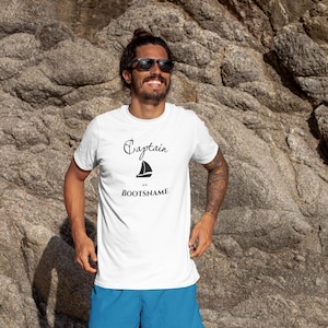 Captain T-Shirt: personalized for sailors with the name of the boat, gift for the skipper, maritime shirt, personalized T-shirt