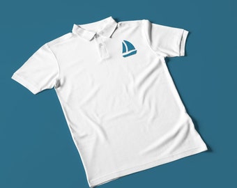 Embroidered sailing polo shirt - Organic polo shirt with embroidered boat logo (embroidery)